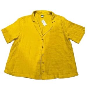 Old Navy Bright Yellow Crinkle Gauze Shirt